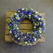 A Blue Mille Fleur Textured Wreath