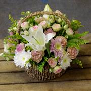 Pink &amp; Cream Basket Arrangement