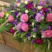 Pink Rose (with Purple) Casket Spray
