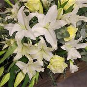 White Lily &amp; Rose Casket Spray